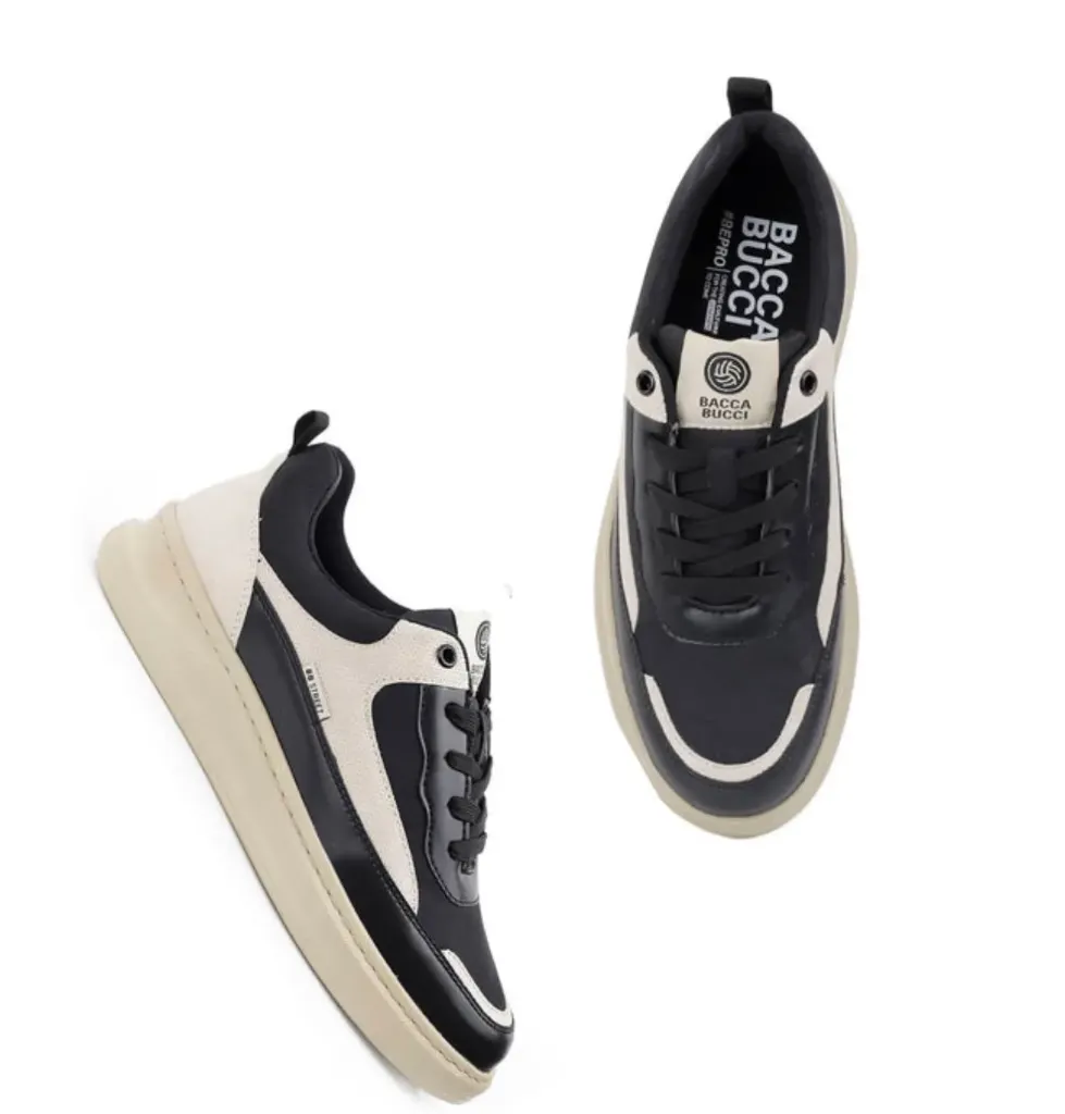 [BBMH9121G-7] Bacca Bucci VIBE-STEP Men's Low-Top Sneakers -  Black (7)