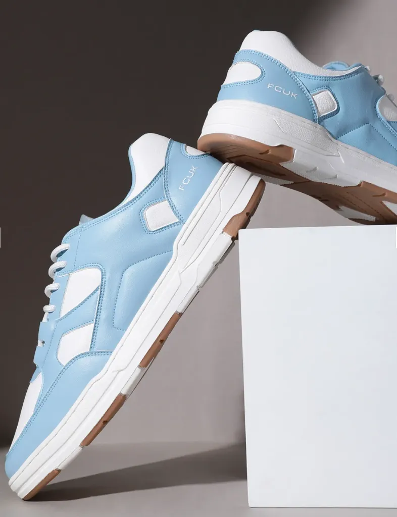 FCUK Men’s Colourblocked Mid-Top Sneakers - Blue & White