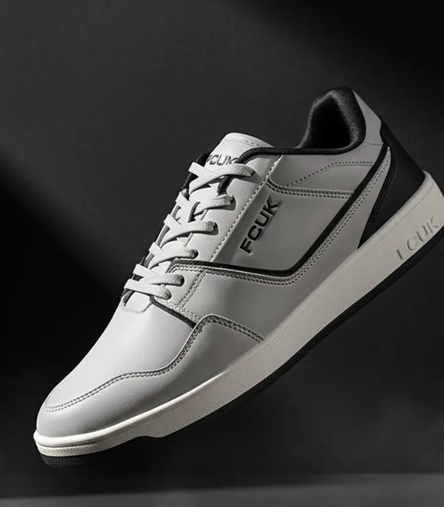 FCUK Grey Street-Ready Low-Top Trainers – Monochrome Series