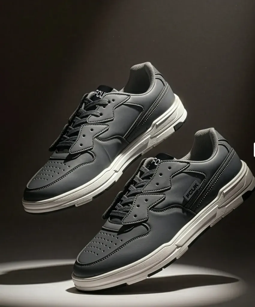 FCUK Men’s Charcoal Low-Top Trainers – Industrial Grey Series