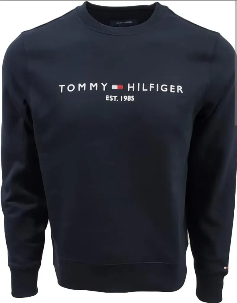 Tommy Hilfiger Men's Core Logo Navy Blue Crew Neck Sweatshirt