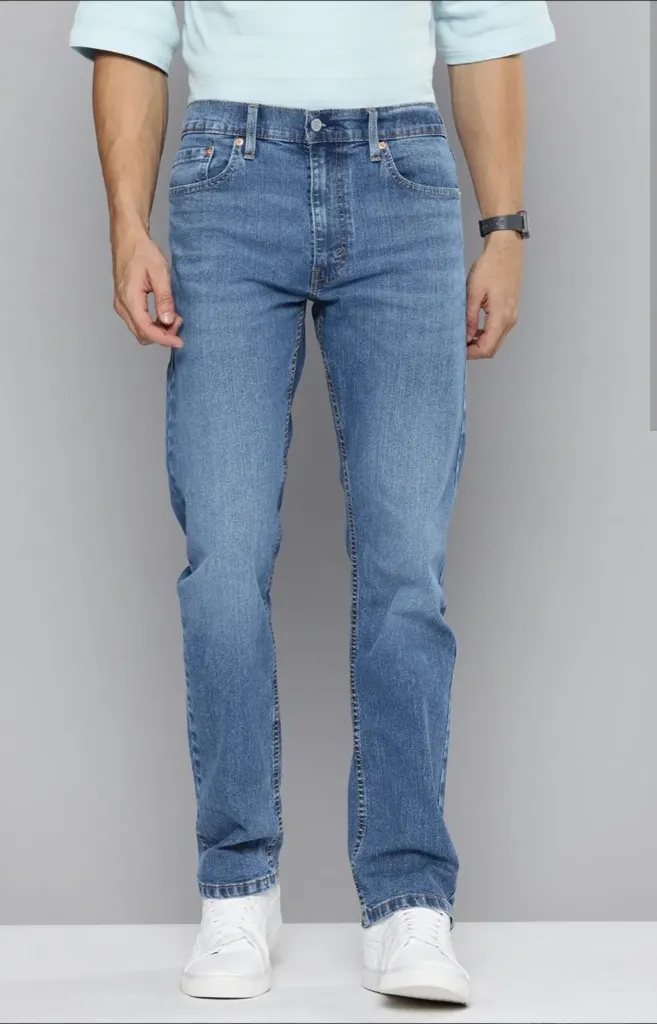 Men's Premium Mid-Rise Straight Fit Light Wash Blue Jeans